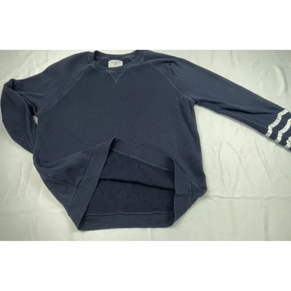 SOL ANGELES SWEATSHIRT XL NAVY CREWNECK PULLOVER STRIPE SLEEVE MAFE IN USA